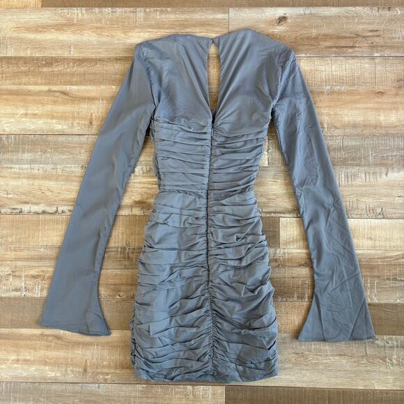 House of CB Camille Dove Grey Silk Mini Dress Size XS - Picture 3 of 8
